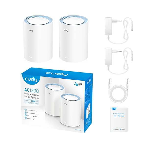 CUDY M1200 AC1200 Dual Band Whole Home Wi-Fi Mesh Router (2-Pack) - Image 2