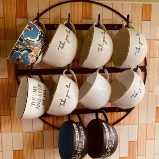 Wall-Mounted Metal Mug Rack with 10 Hooks